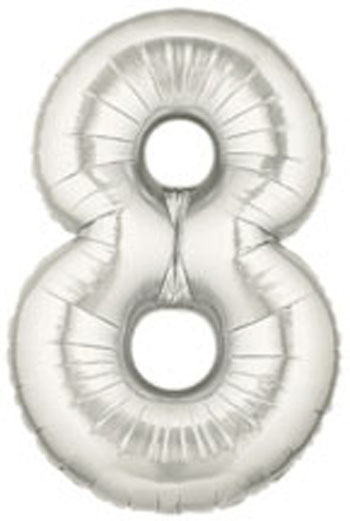 Number 8 Silver Mylar Balloon